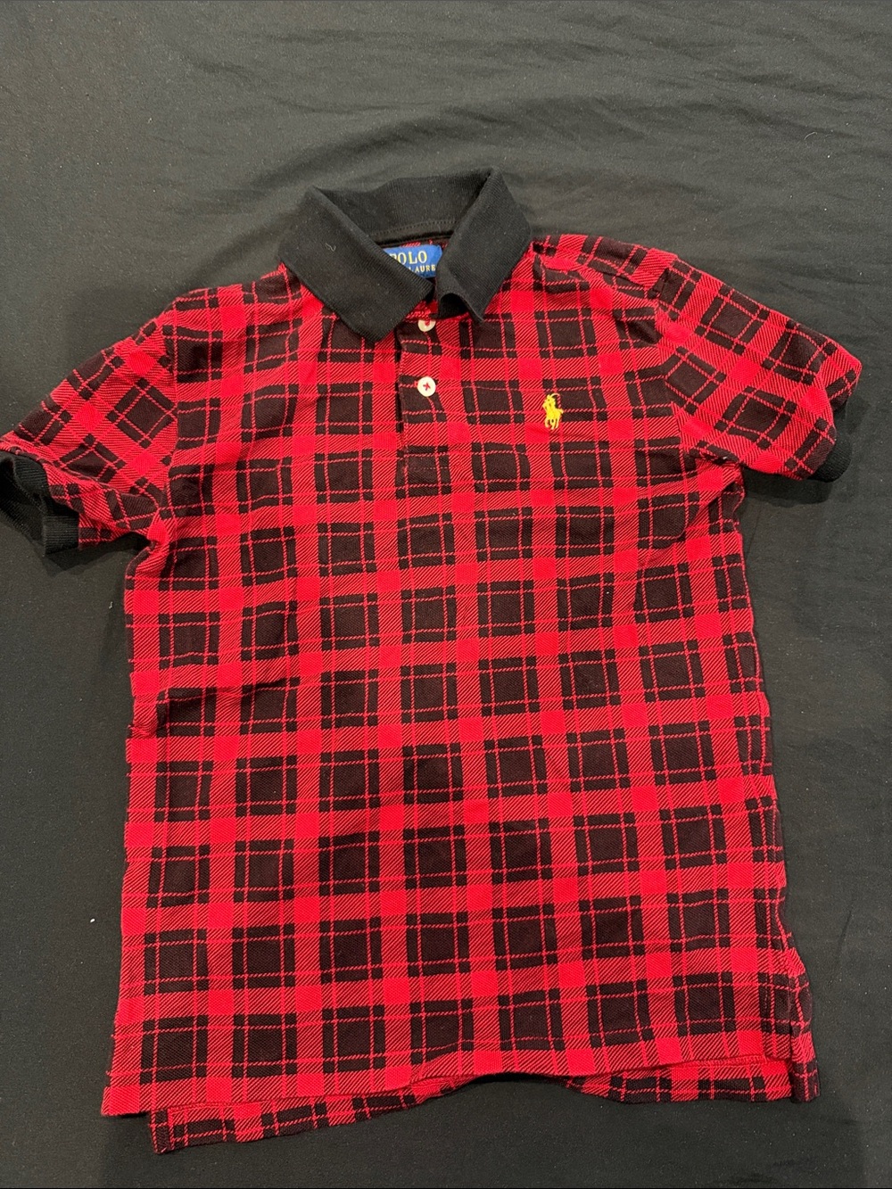 Ralph Lauren Red & Black Plaid Polo with Yellow Pony